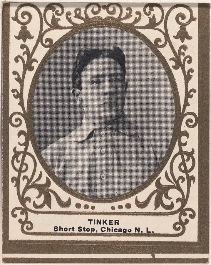 1909 J.K. Candy #56 Joe Tinker, Chicago Cubs — rare regional candy-card issue. Public domain (LOC).