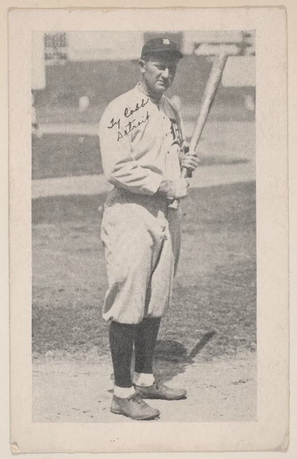 1921 W551 #4 Ty Cobb, Detroit Tigers — early 1920s strip-card issue. Public domain (Met Burdick).