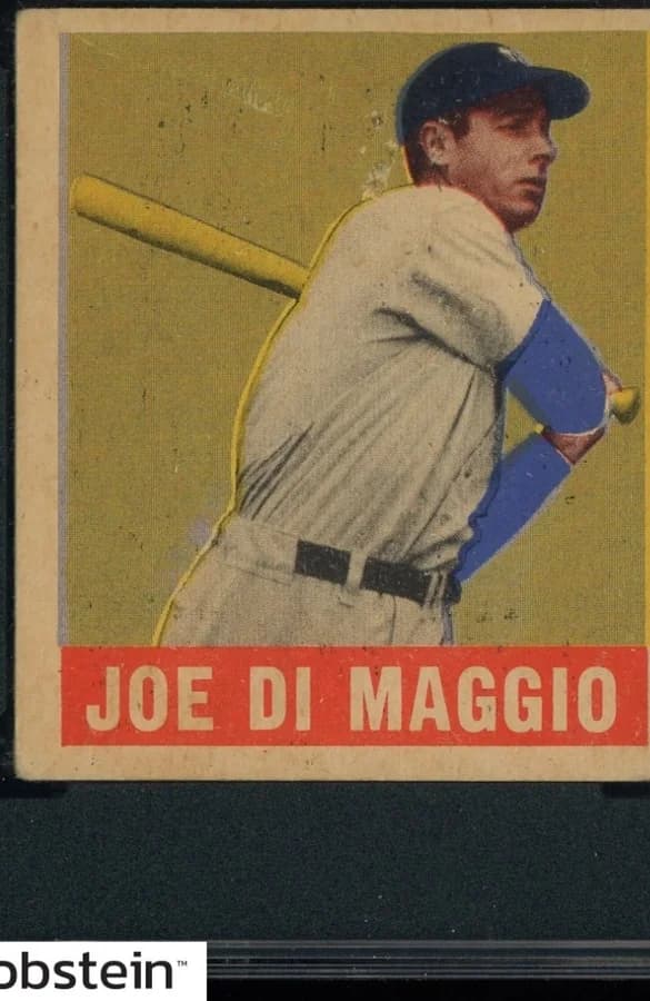 1948-49 Leaf #1 Joe DiMaggio, New York Yankees — Yankee Clipper, 56-game hit streak. Editorial use.