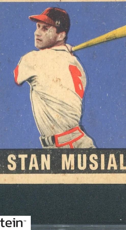 1948-49 Leaf #4 Stan Musial, St. Louis Cardinals — Stan the Man, three-time NL MVP. Editorial use.