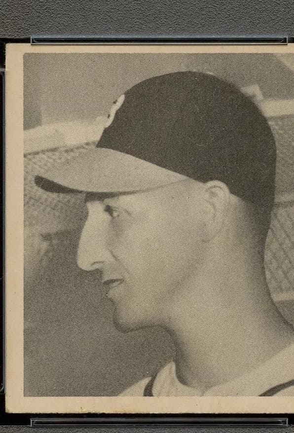 1948 Bowman #18 Warren Spahn rookie, Boston Braves — winningest left-handed pitcher in MLB history. Editorial use.