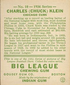 Chuck Klein back