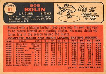 Bobby Bolin back