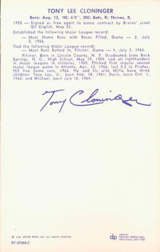 Tony Cloninger back