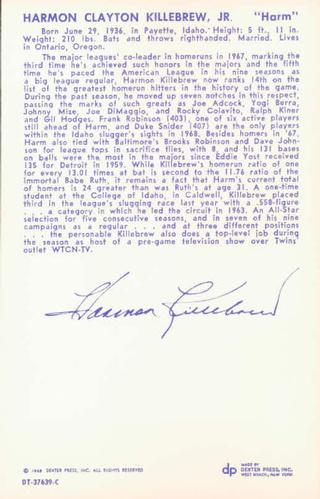 Harmon Killebrew back