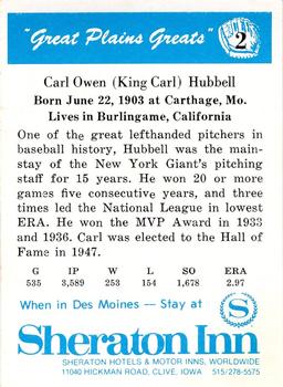 Carl Hubbell back