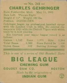 Charlie Gehringer back