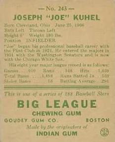 Joe Kuhel back