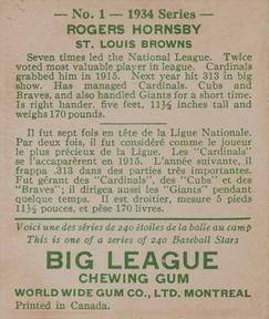 Rogers Hornsby back