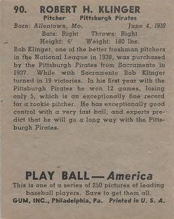 Bob Klinger back