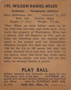 Dee Miles back