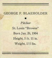 George F. Blaeholder back