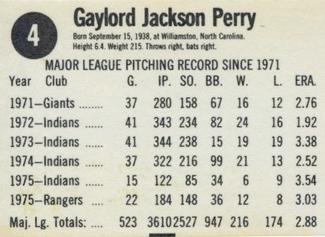 Gaylord Perry back