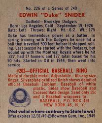 Edwin "Duke" Snider back