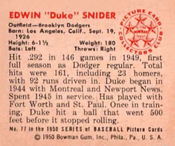 Edwin "Duke" Snider back