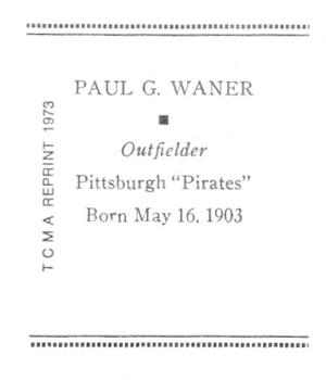 Paul Waner back