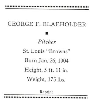 George F. Blaeholder back