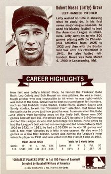 Robert "Lefty" Grove back