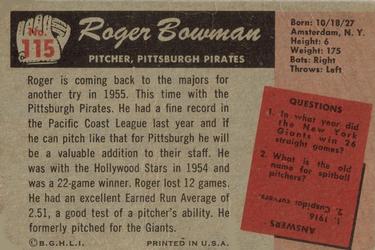 Roger Bowman back