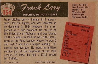 Frank Lary back