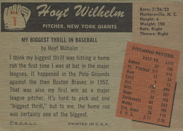 Hoyt Wilhelm back