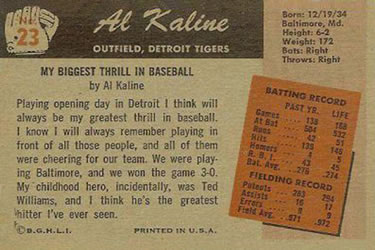 Al Kaline back