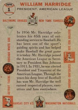 Topps 1 Will Harridge back
