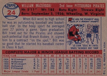 Bill Mazeroski back