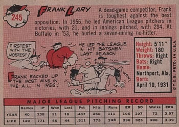 Frank Lary back