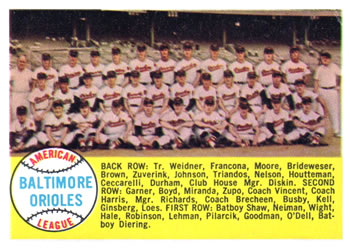 Topps 408 Baltimore Orioles #1958