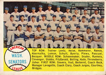 Topps 44 Washington Senators #1958