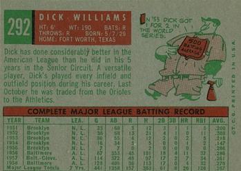 Dick Williams back