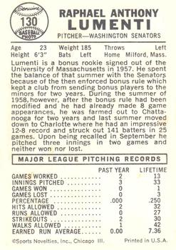 Ralph Lumenti back