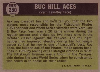 Topps 250 Buc Hill Aces (Vern Law / Roy Face) back