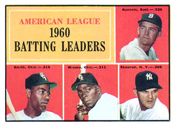 Topps 42 American League 1960 Batting Leaders (Pete Runnels / Al Smith / Minnie Minoso / Bill Skowron) #1961