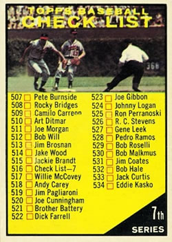 Topps 516 7th Series Checklist: 507 587 #1961