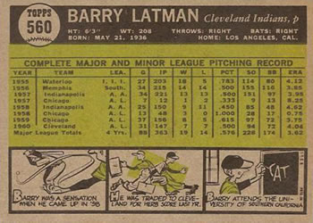 Barry Latman back