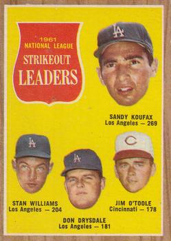 Topps 60 1961 National League Strikeout Leaders (Sandy Koufax / Stan Williams / Don Drysdale / Jim O'Toole) #1962