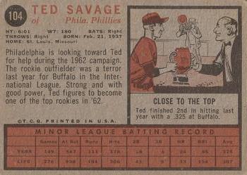 Ted Savage back