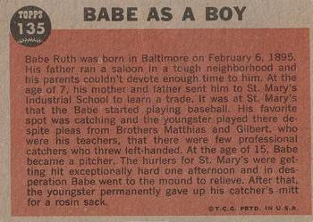 Topps 135 Babe as a Boy back