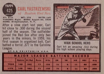 Carl Yastrzemski back
