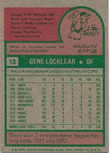 Gene Locklear back