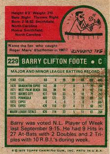 Barry Foote back