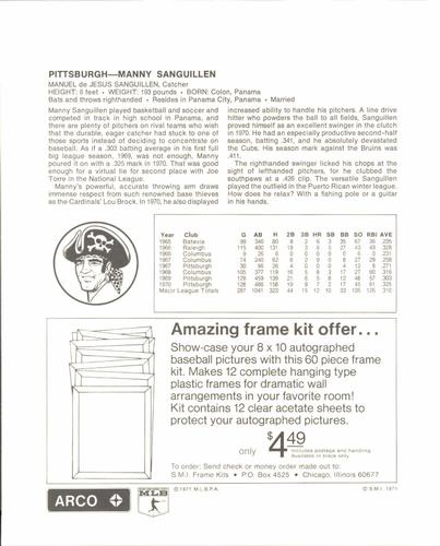 Manny Sanguillen back
