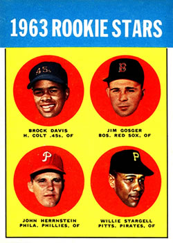 Topps 553 1963 Rookie Stars (Brock Davis / Jim Gosger / John Herrnstein / Willie Stargell) #1963