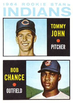 Topps 146 Indians 1964 Rookie Stars (Tommy John / Bob Chance) #1964
