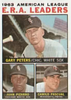 Topps 2 1963 American League E.R.A. Leaders (Gary Peters / Juan Pizarro / Camilo Pascual) #1964