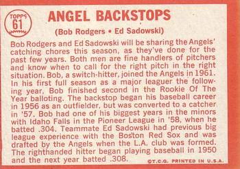 Topps 61 Angel Backstops (Bob Rodgers / Ed Sadowski) back
