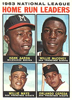 Topps 9 1963 National League Home Run Leaders (Hank Aaron / Willie McCovey / Willie Mays / Orlando Cepeda) #1964