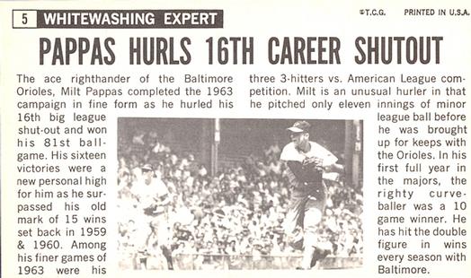 Milt Pappas back